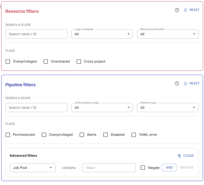 Resource & Pipeline Filters